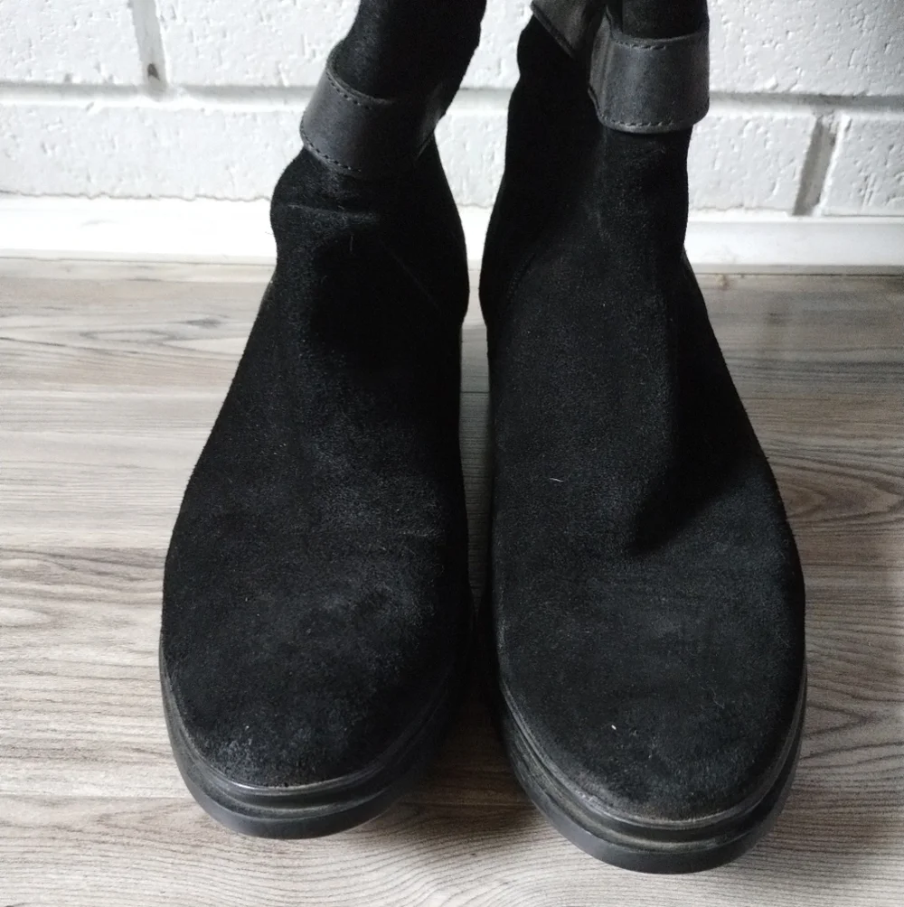 Hunter Willingen Black Suede Leather Tall Boots Size 6.5